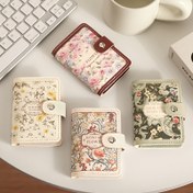 Resim 4 desen seçeneği, Kadınlar için vintage çiçek resimli kartlık, çoklu yuva, büyük kapasiteli, tokalı kapanış ve kimlik saklama, kompakt tasarım, 22 kart ve ehliyeti taşır 