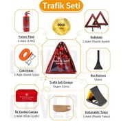 Resim Üçgen Trafik Ve İlk Yardım Seti - Muayene Uyumlu 1 Kg Araç Yangın Tüpü - 2 Adet Reflektör - Gold Pack 