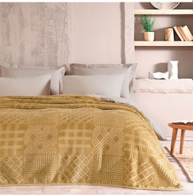Resim Yataş Bedding Nova Çift Kişilik Emboss Battaniye - Hardal 