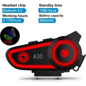 Resim Qasul A30 Bluetooth 5.2 Stereo Bluetooth Interkom Kulaklık Motosiklet-Bisiklet Kask Montaj 