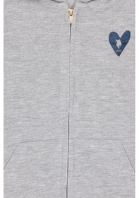 Resim U.S. Polo Assn. Kız Çocuk Açık Gri Melanj Fermuarlı Basic Sweatshirt 50296390-VR091 