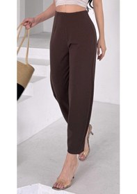 Resim Paw Garage Kadın Bernis Balon Pantolon, Beli Lastikli Şalvar Model Krep Balon Pantolon Basen Gizleyen Kahve 