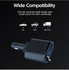 Resim Chuangyinshop Black 120w Hızlı Usb Type-c Araç Şarj Cihazı Evrensel Fiş Kompakt 13.8v Çıkış 
