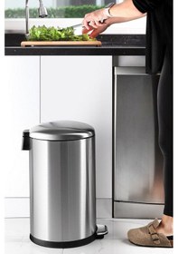 Resim Primanova Çelik Çöp Kovası Bombe Kapak 30 Lt M-e90-30-06 Gri 