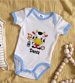 Resim Bitmeyenkartus Bk Kids Kişiye Özel Mavi Bebek Body Zıbın - Model 167 Çok Renkli 