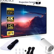 Resim 1pc 84 inç 4K HD Katlanabilir Projeksiyon Ekranı, 16:9 Taşınabilir Projeksiyon Ekranı, Anti-Kırışıklık Polyester Malzemesi, Ev Sineması, Açık Hava, Kapalı Alan, Parti, Ofis, Sınıf Kullanımı için Çift Taraflı Projeksiyon 