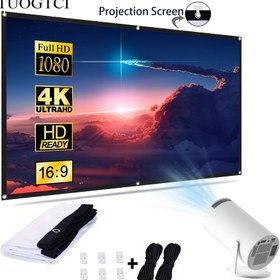 Resim 1pc 84 inç 4K HD Katlanabilir Projeksiyon Ekranı, 16:9 Taşınabilir Projeksiyon Ekranı, Anti-Kırışıklık Polyester Malzemesi, Ev Sineması, Açık Hava, Kapalı Alan, Parti, Ofis, Sınıf Kullanımı için Çift Taraflı Projeksiyon 