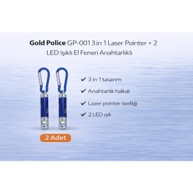 Resim Gold Police GP-001 3 In 1 Laser Pointer + 2 LED Işıklı El Feneri Anahtarlıklı 2 Adet 
