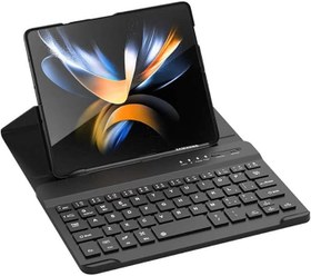 Resim Samsung Galaxy Z Fold 4 ile uyumlu Kılıf Bluetooth Klavyeli Keyboard Case Siyah 
