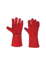 Resim Novahub Ekstra Uzun Kalın Deri Kaynak Eldiveni Kırmızı/sarı 