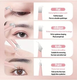 Resim SİNKA Cımbız Seti 4'Lü Profesyonel Deri Çantalı Pembe Paslanmaz 