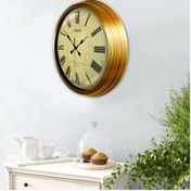 Resim Altın Varaklı Salon Ofis Duvar Saati Alüminyum Çerçeve 40 Cm 
