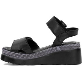 Resim Venüs 2512303y Kadın Hakiki Deri Dolgu Topuk Sandalet Siyah Siyah 