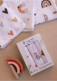 Resim Çok Amaçlı Müslin Örtü & Battaniye 3'lü Set Pamuk Oeko-teks Sertifikalı 80x80 CM - Beyaz 