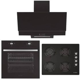 Resim Alveus ALV MFA 604 F - ALV GLS 640 - ALV F17 PB Siyah Cam Ankastre Set 