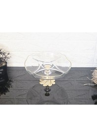 Resim Küçük Bölmeli Servis Tabağı Döküm Semerkand Gold Ayaklı & Sunumluk & Kahvaltılık & Çerezlik 25 Cm Beyaz 