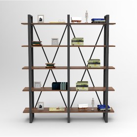 Resim Robinhome Robin Home Vivaldi E Ofis Kitaplık 5 Raflı Metal Ayaklı Barok 