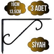 Resim Raf Altı Ferforje Demir Tutucu L Raf Demiri Duvar Sabitleyici Metal Siyah 3 Adet 19cm X 13.5cm Siyah 