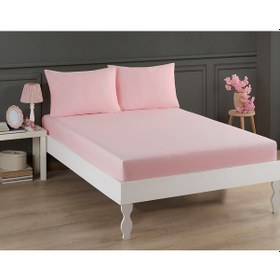 Resim Tek Kişilik Lastikli Fitted Çarşaf Seti 100 X 200 Pudra 