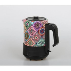 Resim Queen Morocco 4'lü Çeyiz Seti Renkli Desenli Paslanmaz Çelik Tost Makinesi Blender Çay Makinesi 