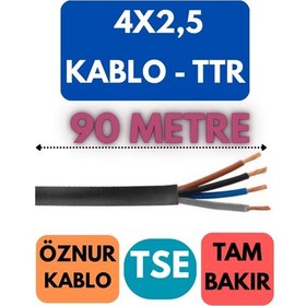 Resim Öznur 4x2,5 Ttr Kablo Metre Seçenekli Siyah - 90 Metre 