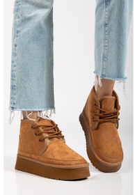 Resim Suins Stein Model İçi Komple Kürklü Bağcıklı Siyah Taba Ten Kadın Bot Taba 