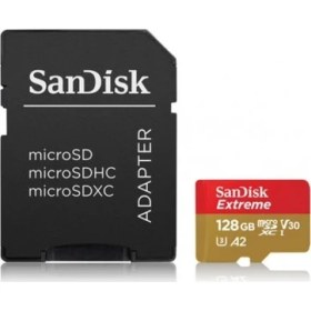 Resim Sandisk Extreme microSDXC 128GB 160/90 MB/s A2 C10 V30 UHS-I Hafıza Kartı SDSQXA1-128G-GN6MA 