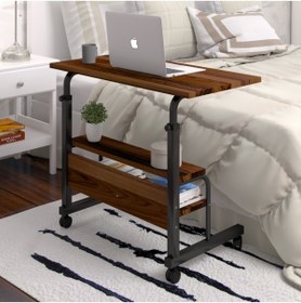 Resim DEHALİMİTED 80x40 Yükseklik Ayarlı Raflı Kilitli Tekerlekli Taşınabilir Laptop Sehpası Ve Çalışma Masası 