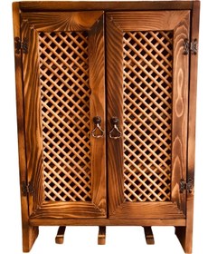 Resim Pazarana Ahşap Özel Üretim El Işçiliği Masif Ahşap Çam Ağacı Tel Dolap 50* 65 *10 Cm 