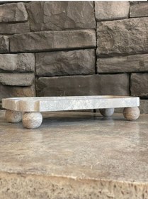 Resim Silver Traverten Kendinden Ayaklı Dekoratif Tepsi Beyaz 