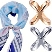 Resim 1 Adet Bohemian Çapraz Şal Klipsi - Paslanmaz Çelik ve Polyester, Detaylı Dalga Desenli, Makinede Yıkanabilir Günlük Kullanım İçin 
