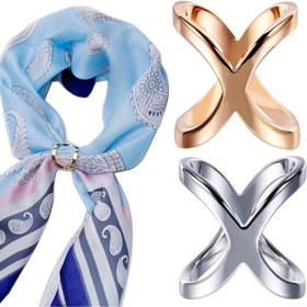 Resim 1 Adet Bohemian Çapraz Şal Klipsi - Paslanmaz Çelik ve Polyester, Detaylı Dalga Desenli, Makinede Yıkanabilir Günlük Kullanım İçin 