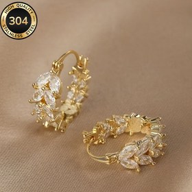 Resim 1 Çift Şık Buğday Sapı Halka Küpeler - 304 Paslanmaz Çelik Taş Süslemeli Çiçek Desenli, Altın Tonlu Minimalist Takı Kadınlar İçin, Sevgililer Günü Hediyesi & Günlük Kıyafetler, Çiçekli Küpeler, Özel Durum Aksesuarları, Doğadan İlham Alınmış Tasarım, Taş Süslemeleri 