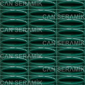 Resim Can Seramik - 7*21 Cm. Zümrüt Kabartmalı Elips Seramik Karo (5 Li 1 Paket) 
