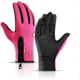 Resim Shun Motosiklet Sürüş Eldiveni - Rüzgar Geçirmez, Su Geçirmez, Sıcak, Dokunmatik Ekran Uyumlu, Kışlık, Unisex Pembe 