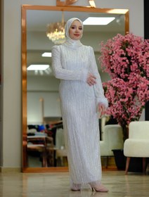 Resim Luxe Tesettür Abiye - Ekru / 40 