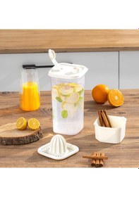 Resim Porsima 06-1109 Detoks Sürahi & Limonluk Şeffaf 1,5 L - Beyaz 