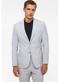 Resim Süvari Gri Slim Fit Desenli Mono Yaka 6 Drop Spor Takım Elbise 
