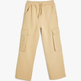 Resim Koton Eşofman Altı Kargo Cep Detaylı Beli Bağlamalı Bej 5wkb40151tk Ekru 