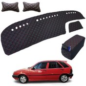 Resim Fiat Tipo Kolçak + Boyunluk + Göğüs Halısı Siyah-Kırmızı (503402331) 