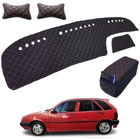 Resim Fiat Tipo Kolçak + Boyunluk + Göğüs Halısı Siyah-Kırmızı (503402331) 