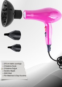 Resim Hagen Profesyonel Saç Kurutma Makinesi 2500Watt Profesyonel Fön Makinesi Daraltıcılı Saç Kurutma Makinesi 