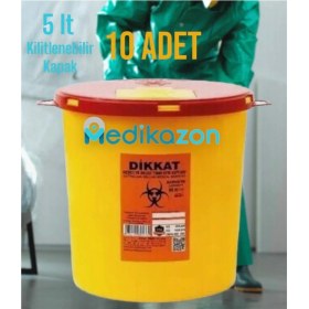 Resim 5l Tıbbi Atık Kovası, 10 Adet, Güvenli ve Hijyenik Temizlik Malzemesi 