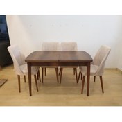 Resim evimedairherşey Kelebek Ceviz Masa 75*125 Cm Ve 4 Adet Sandalye 