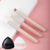 Resim Pembe Kapatıcı Stick Fırça Seti - Profesyonel Makyaj Fırçası 270 Mini Açılı Düz Üst Kapatıcı Fırçası, Mantar Sünger Başlı Kapatıcı Fırçası, Burun Kontürü ve Göz Detayları için İdeal Seçim - Yumuşak Sentetik Fırça, Islak ve Kuru Kullanım için 1 Pudra Pufu Dahil 