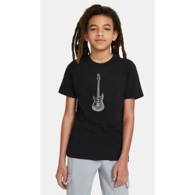 Resim Qivi Drawing Elektro Guitar Red Baskılı Çocuk Siyah Tshirt 