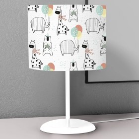 Resim instababyrooms Zürafa Balon Desenli Çocuk Odası Dijital Baskılı Çocuk Odası Masaüstü Abajur Avize 