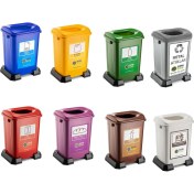 Resim Şenyayla Sıfır Atık Geri Dönüşüm Çöp Kutusu Kovası 50 lt 8'li Set 
