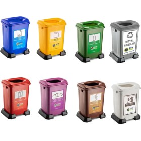 Resim Şenyayla Sıfır Atık Geri Dönüşüm Çöp Kutusu Kovası 50 lt 8'li Set 