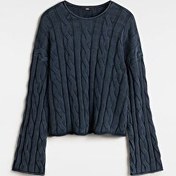Resim MILA CABLE KNIT CROP KAZAK 